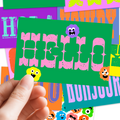 8 Say Hi Postcards & Monster Stickers