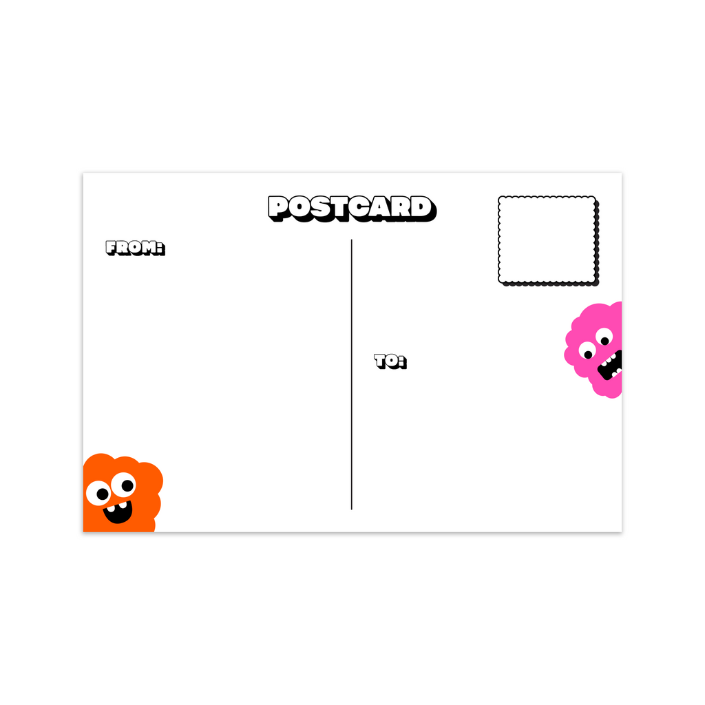 8 Say Hi Postcards & Monster Stickers